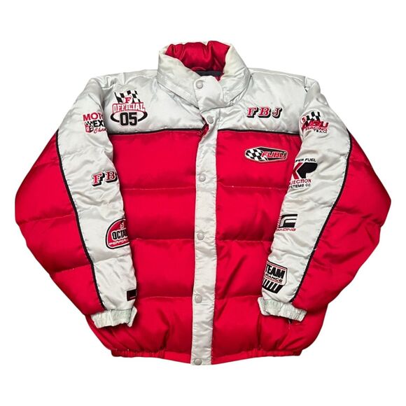 VTG 90s Y2K FUBU Down Racing Puffer Jacket Streetwear XL Red/Gray THE COLLECTION - Picture 2 of 16